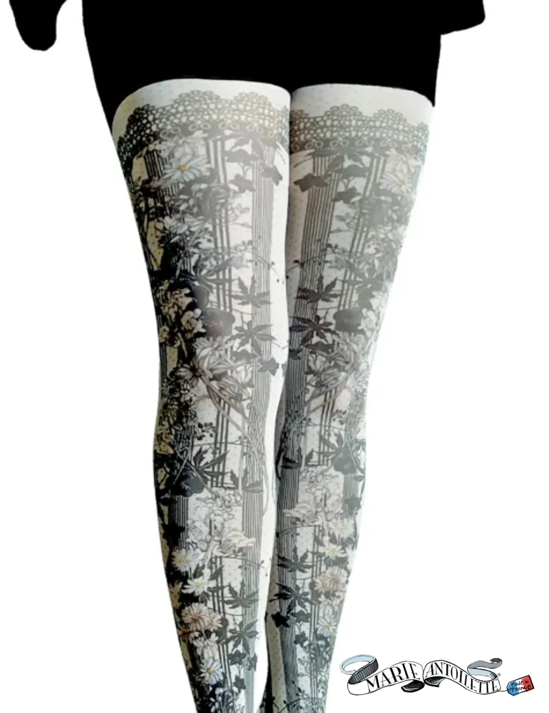 Marie Antoilette Marguerite Printed Tights