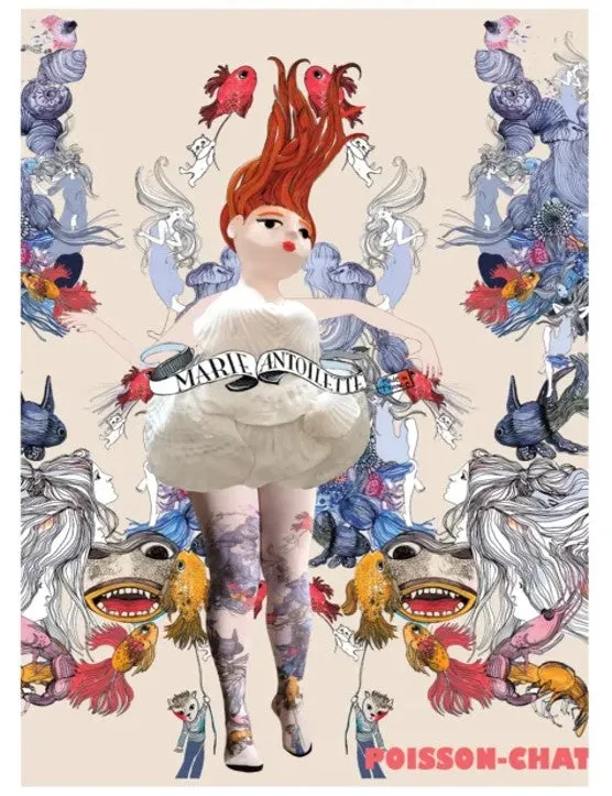 Marie Antoilette Poisson Chat Printed Tights