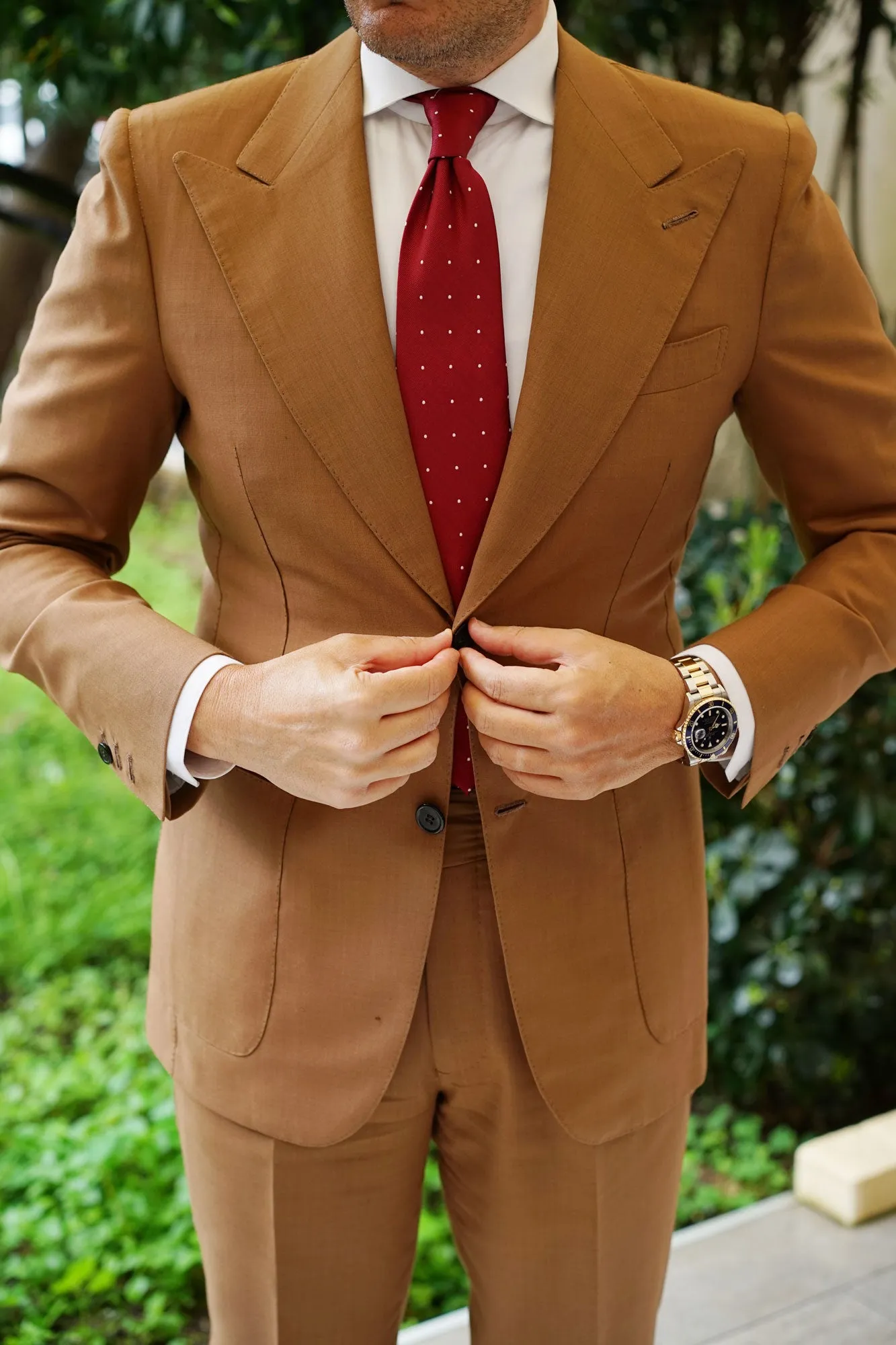 Maroon with White Polka Dots Necktie