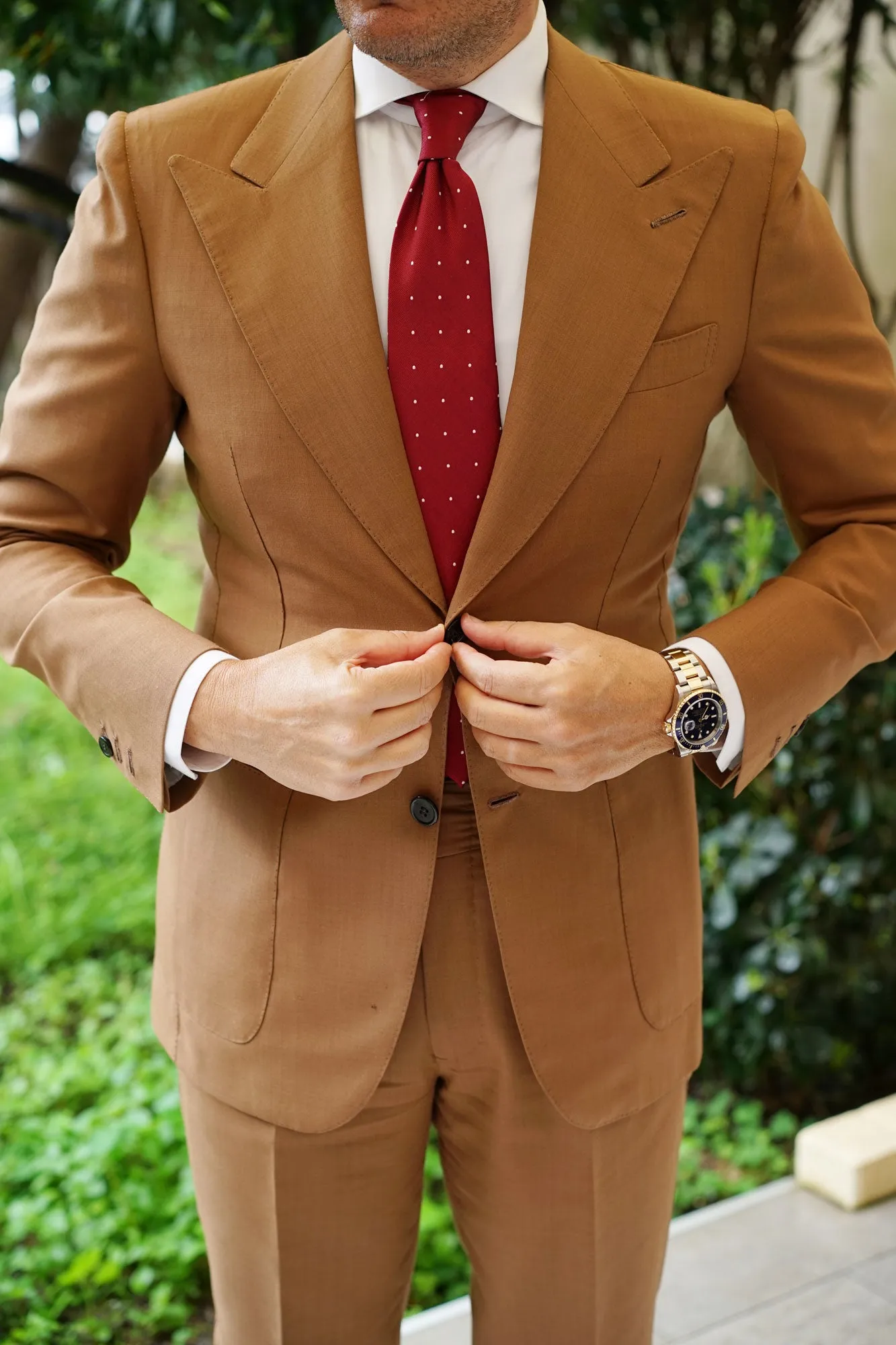 Maroon with White Polka Dots Necktie