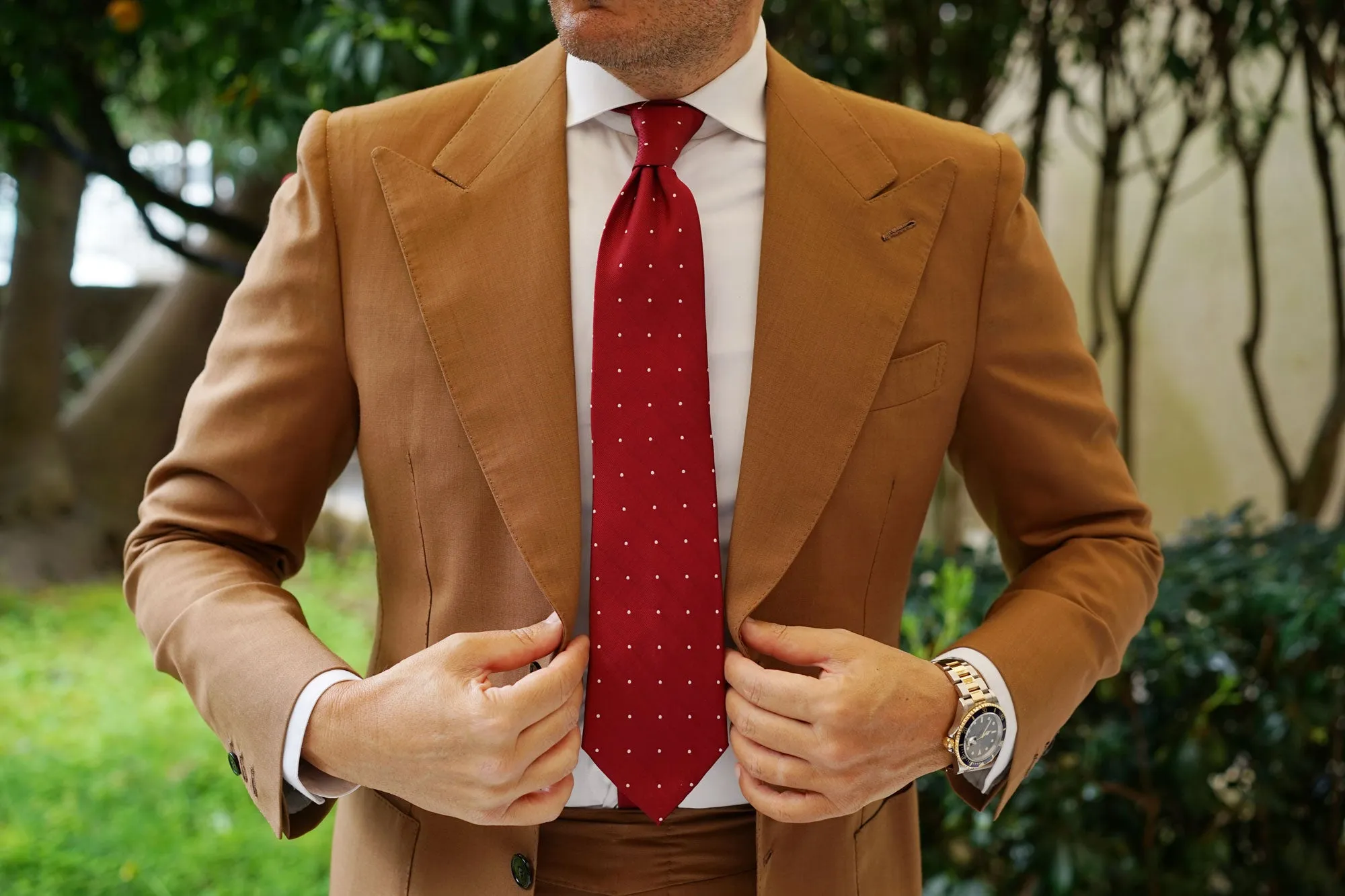 Maroon with White Polka Dots Necktie