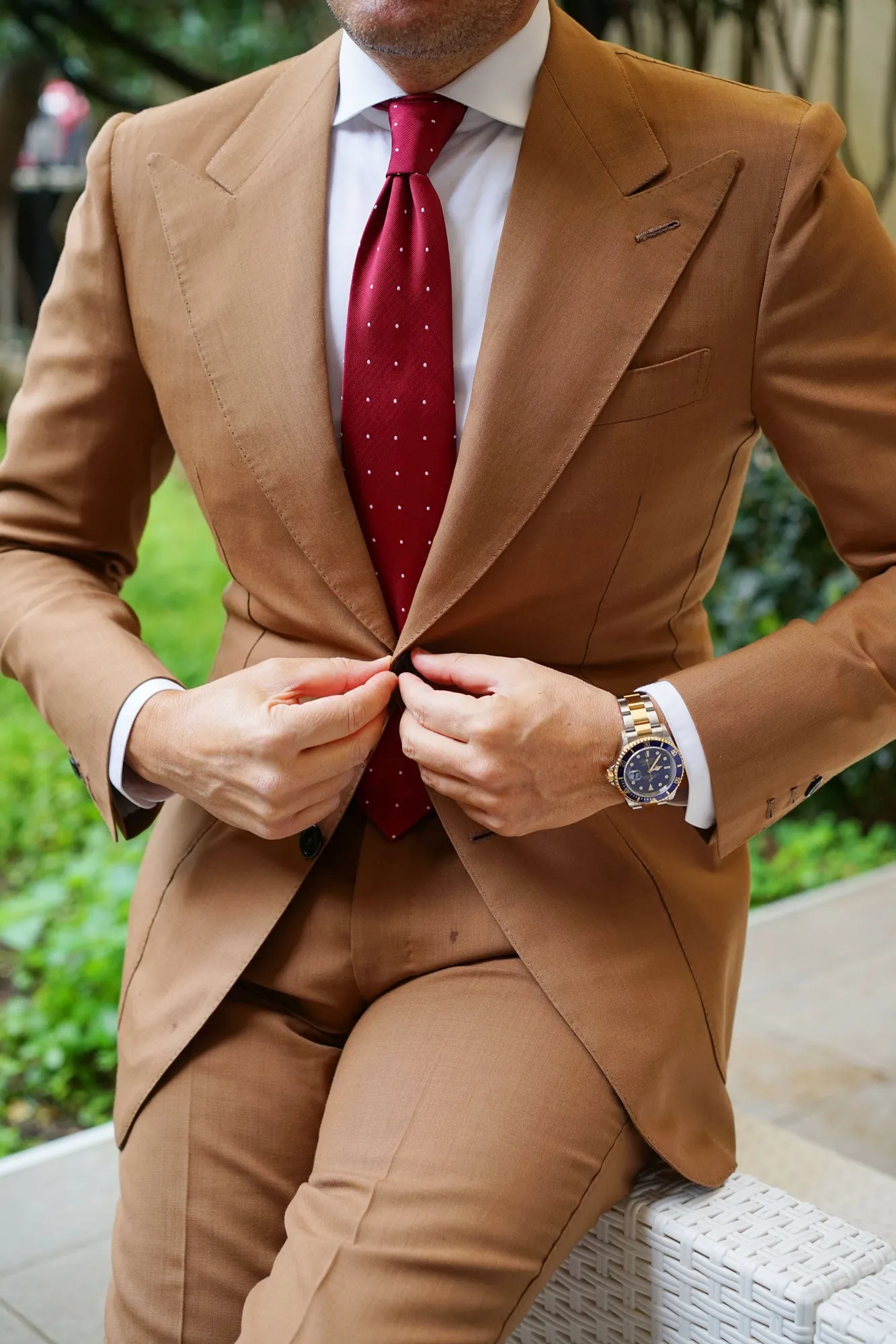 Maroon with White Polka Dots Necktie