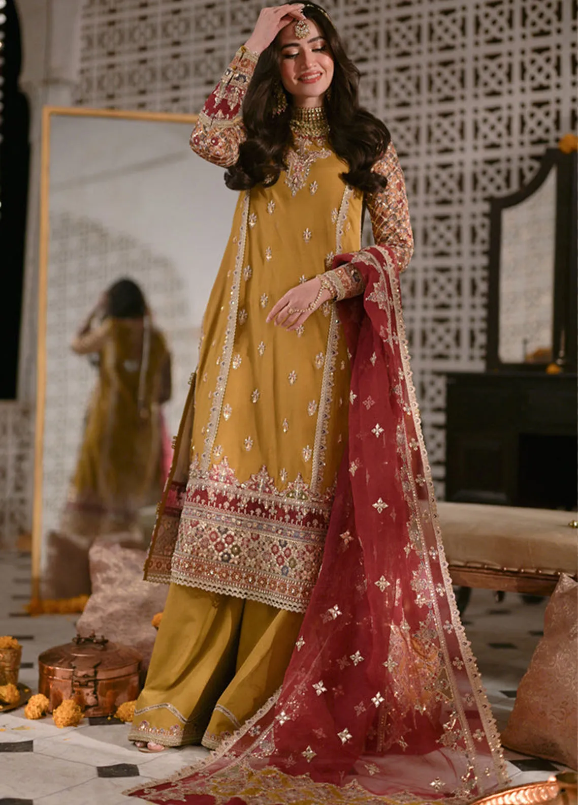 Mastani By Qalamkar Embroidered Raw Silk Unstitched 3 Piece Suit -  02