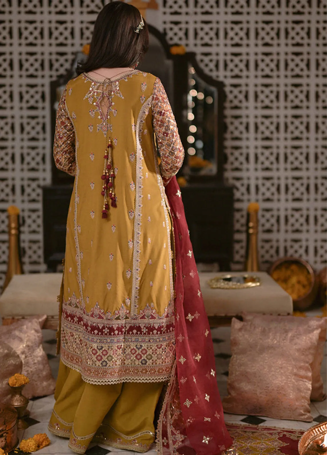 Mastani By Qalamkar Embroidered Raw Silk Unstitched 3 Piece Suit -  02