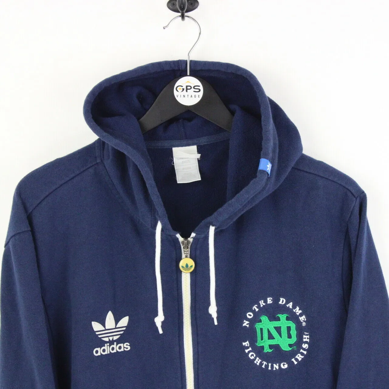 Mens ADIDAS NOTRE DAME Hoodie Navy Blue | Large