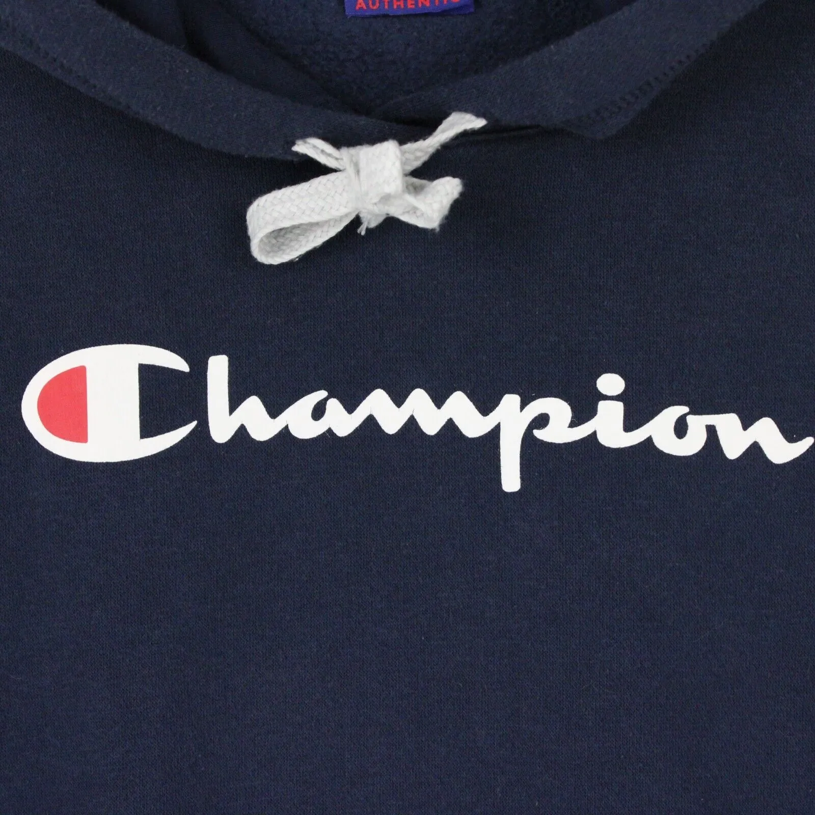 Mens CHAMPION Hoodie Navy Blue | Small