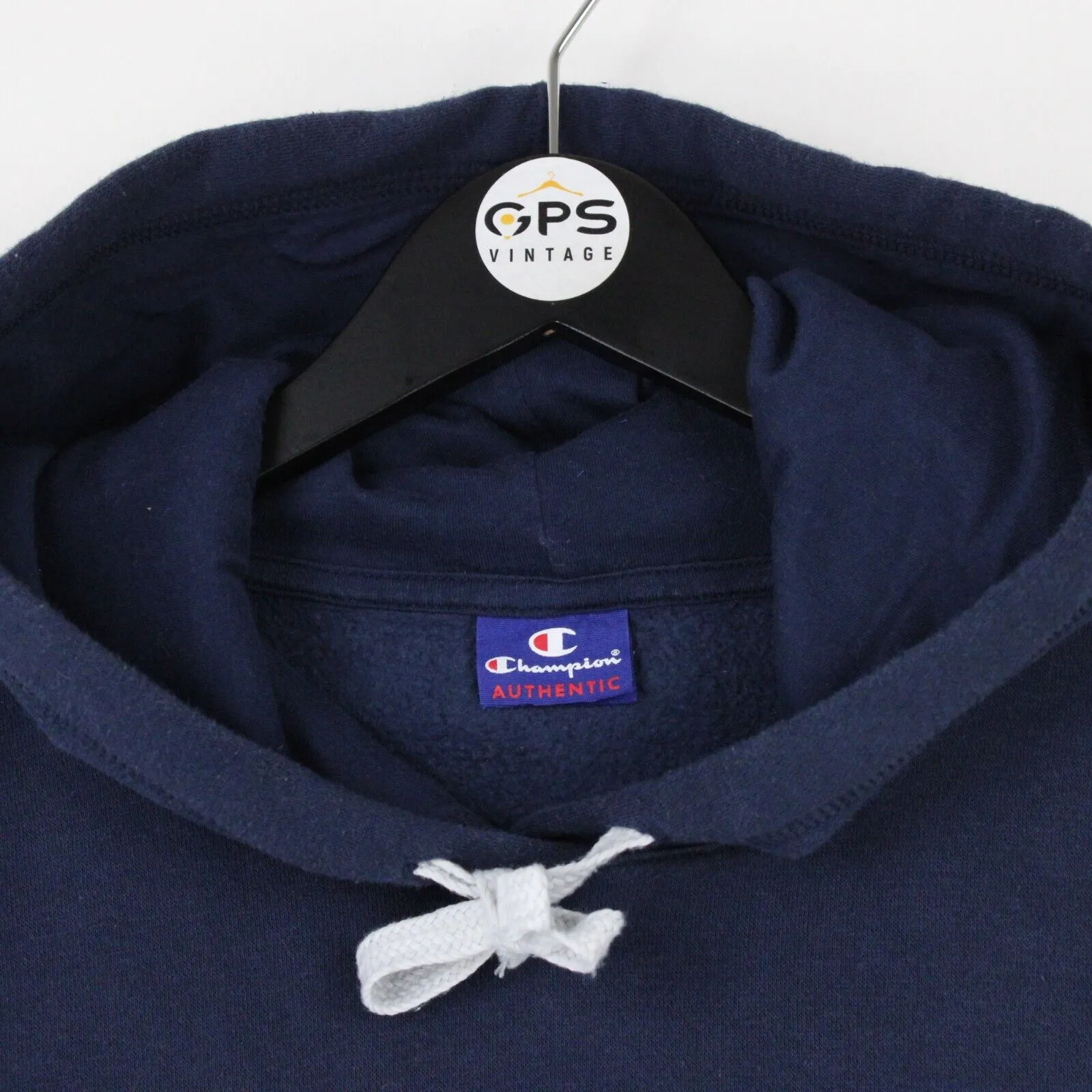 Mens CHAMPION Hoodie Navy Blue | Small