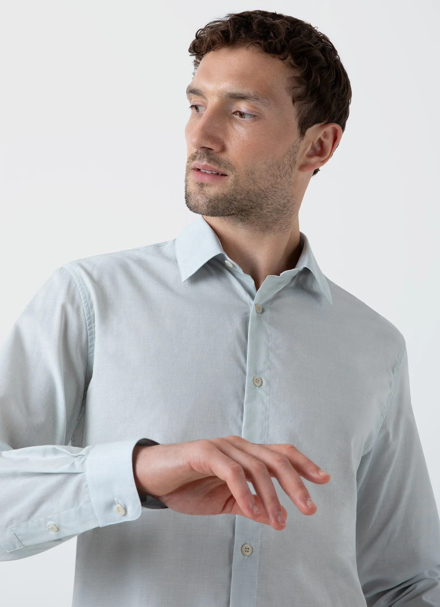 Men's Cotton Cashmere Shirt in Light Blue