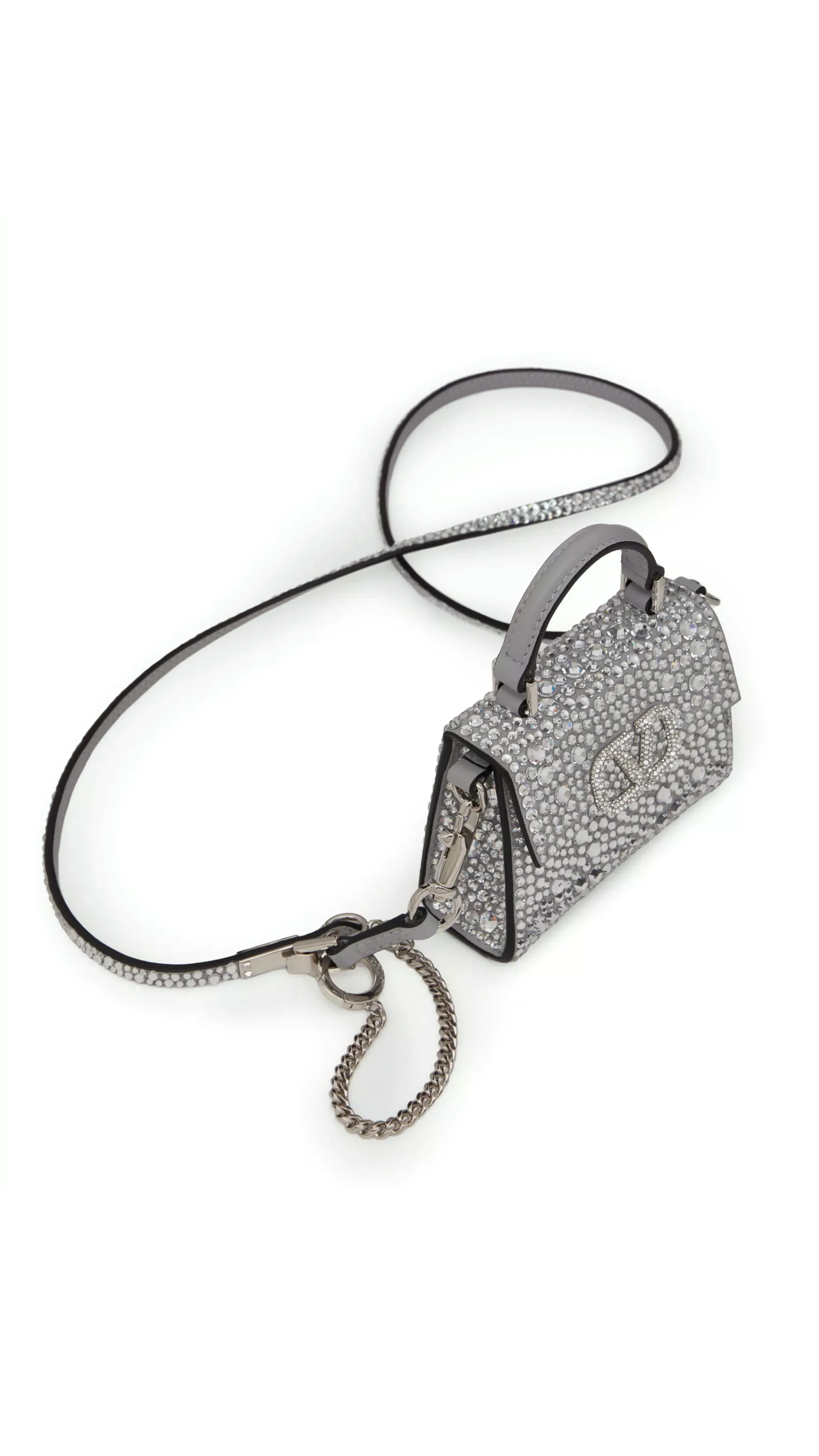 Micro Vsling Embroidred Handbag - Grey Crystal