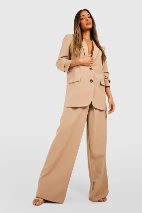 Mock Horn Ruched Sleeve Blazer