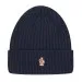 Moncler Grenoble Mini Logo Patch Ribbed Knit Beanie Night Blue