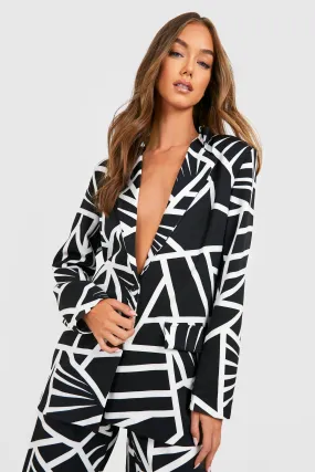 Mono Abstract Print Relaxed Fit Blazer