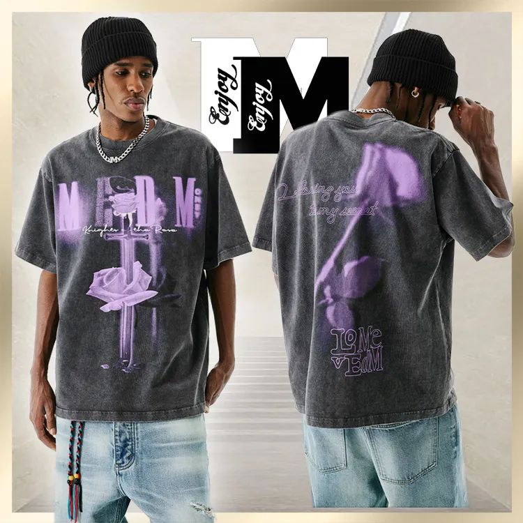 MR. ENJOY DA MONEY  |Flower Patterns Unisex Street Style Cotton Short Sleeves