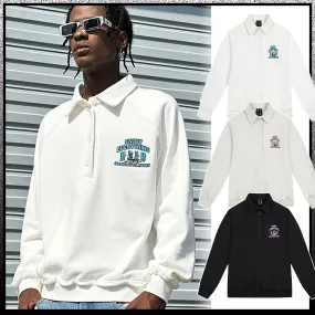 MR. ENJOY DA MONEY  |Unisex Street Style Long Sleeves Oversized Logo Polos