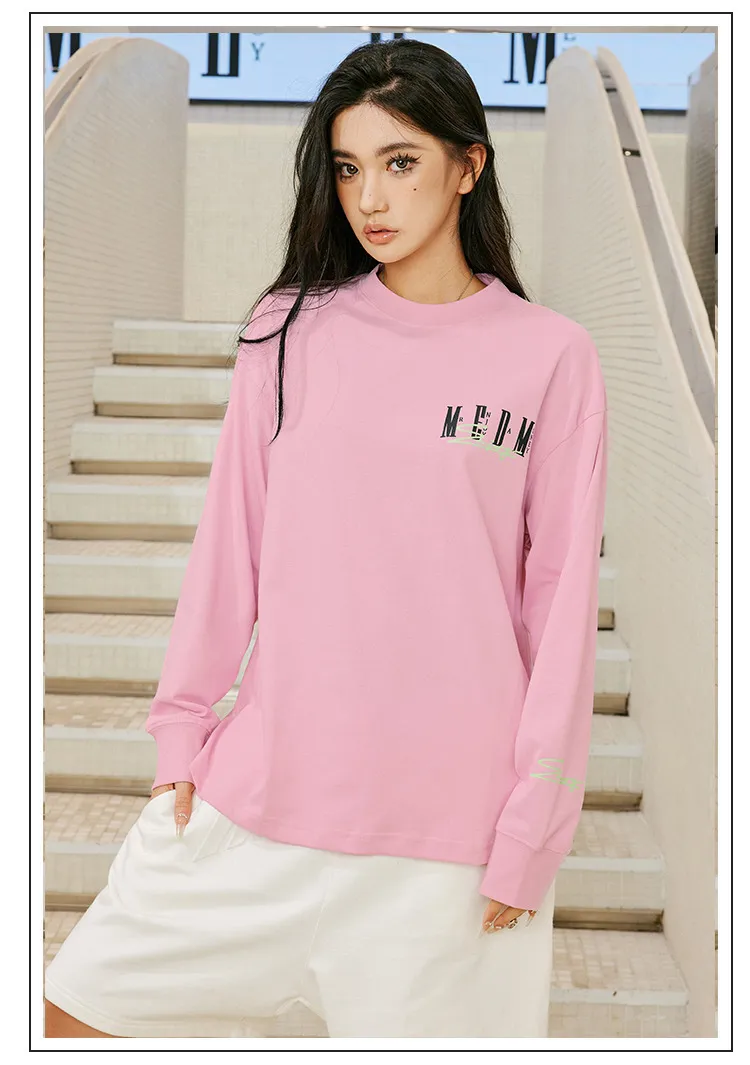 MR. ENJOY DA MONEY  |Unisex Street Style Long Sleeves Plain Oversized Logo Tops