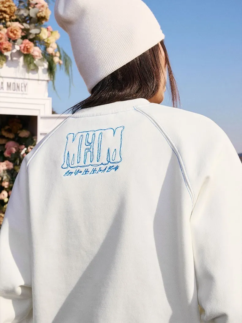 MR. ENJOY DA MONEY  |Unisex Street Style U-Neck Long Sleeves Oversized Logo