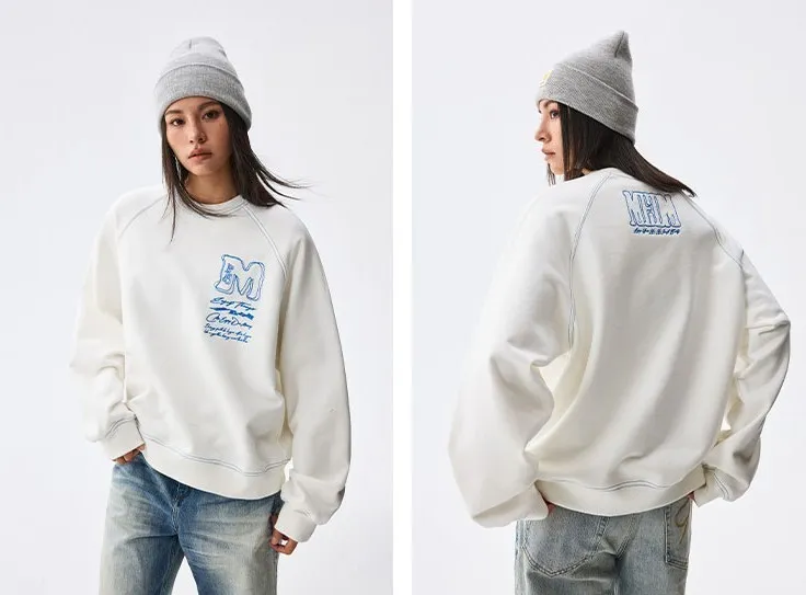 MR. ENJOY DA MONEY  |Unisex Street Style U-Neck Long Sleeves Oversized Logo