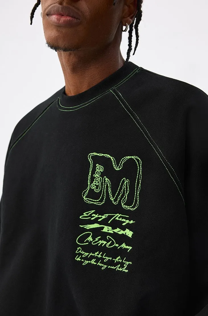 MR. ENJOY DA MONEY  |Unisex Street Style U-Neck Long Sleeves Oversized Logo