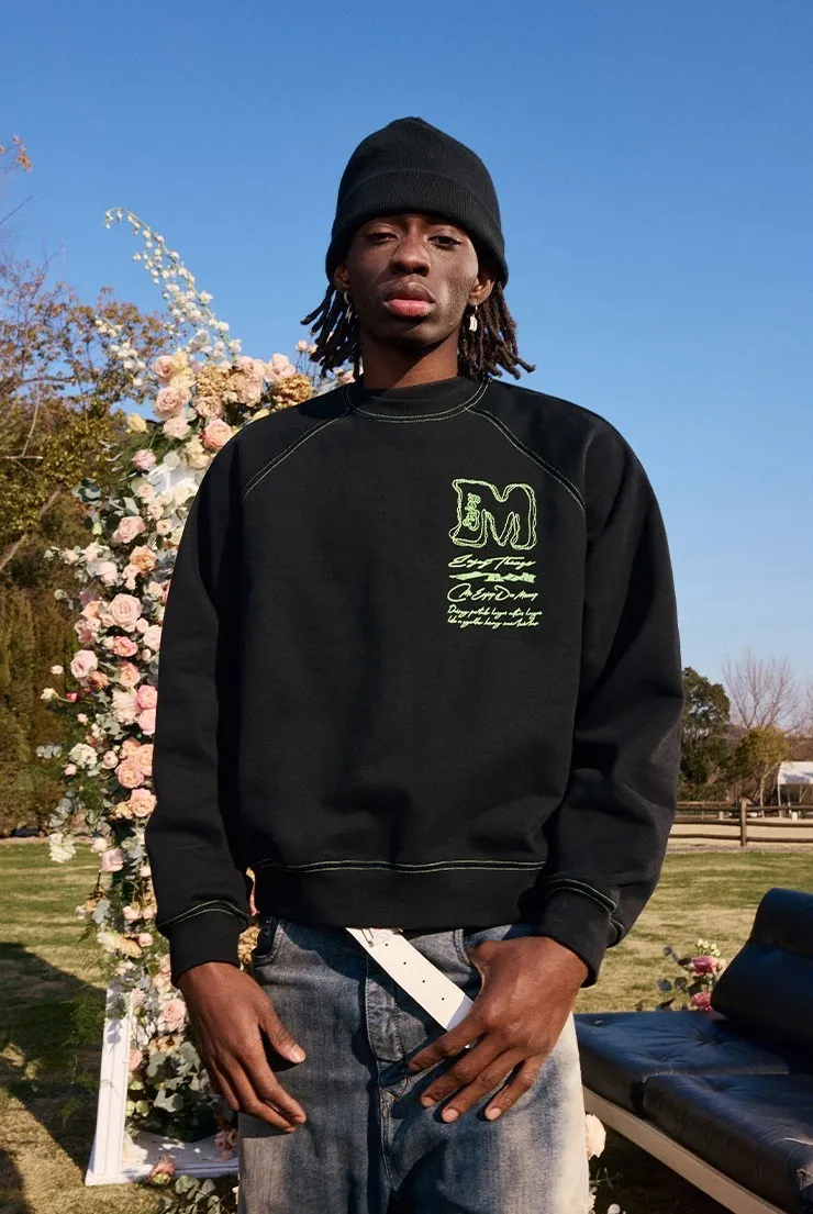 MR. ENJOY DA MONEY  |Unisex Street Style U-Neck Long Sleeves Oversized Logo