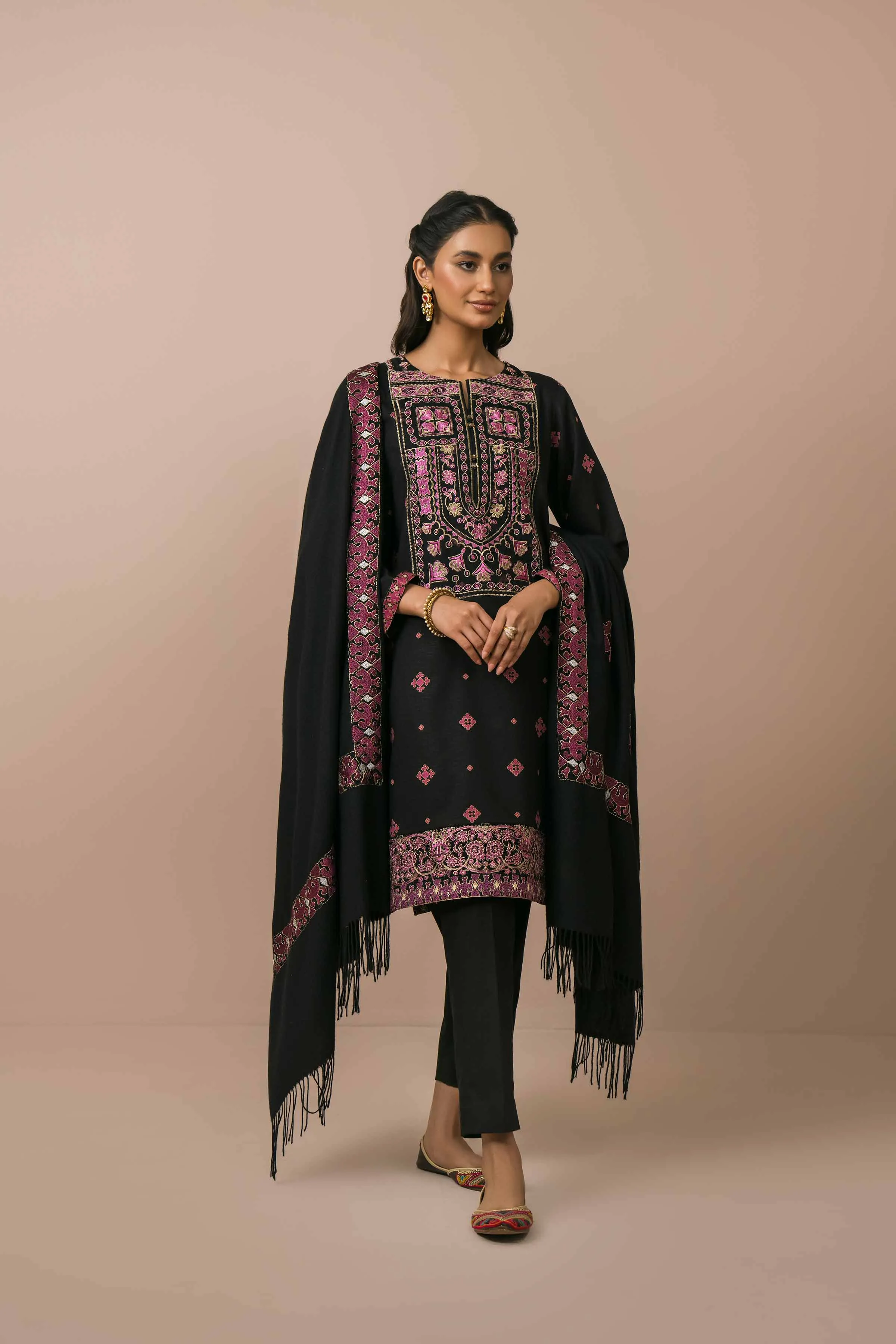 Nishat Sunehray Din Embroidered Karandi Unstitched 3Pc Suit - 42303077