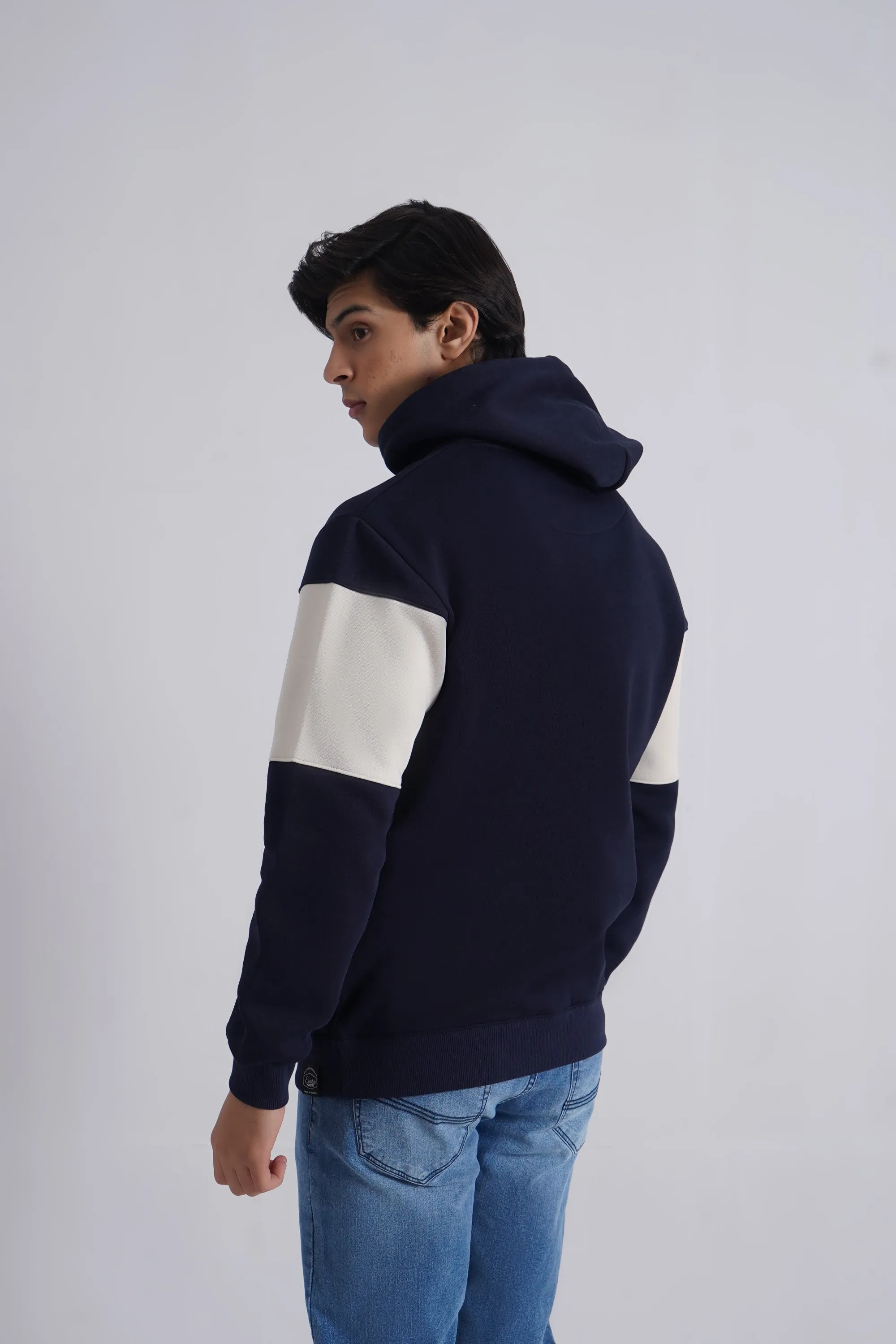 Oatmeal/Navy Cut & Sew Hoodie