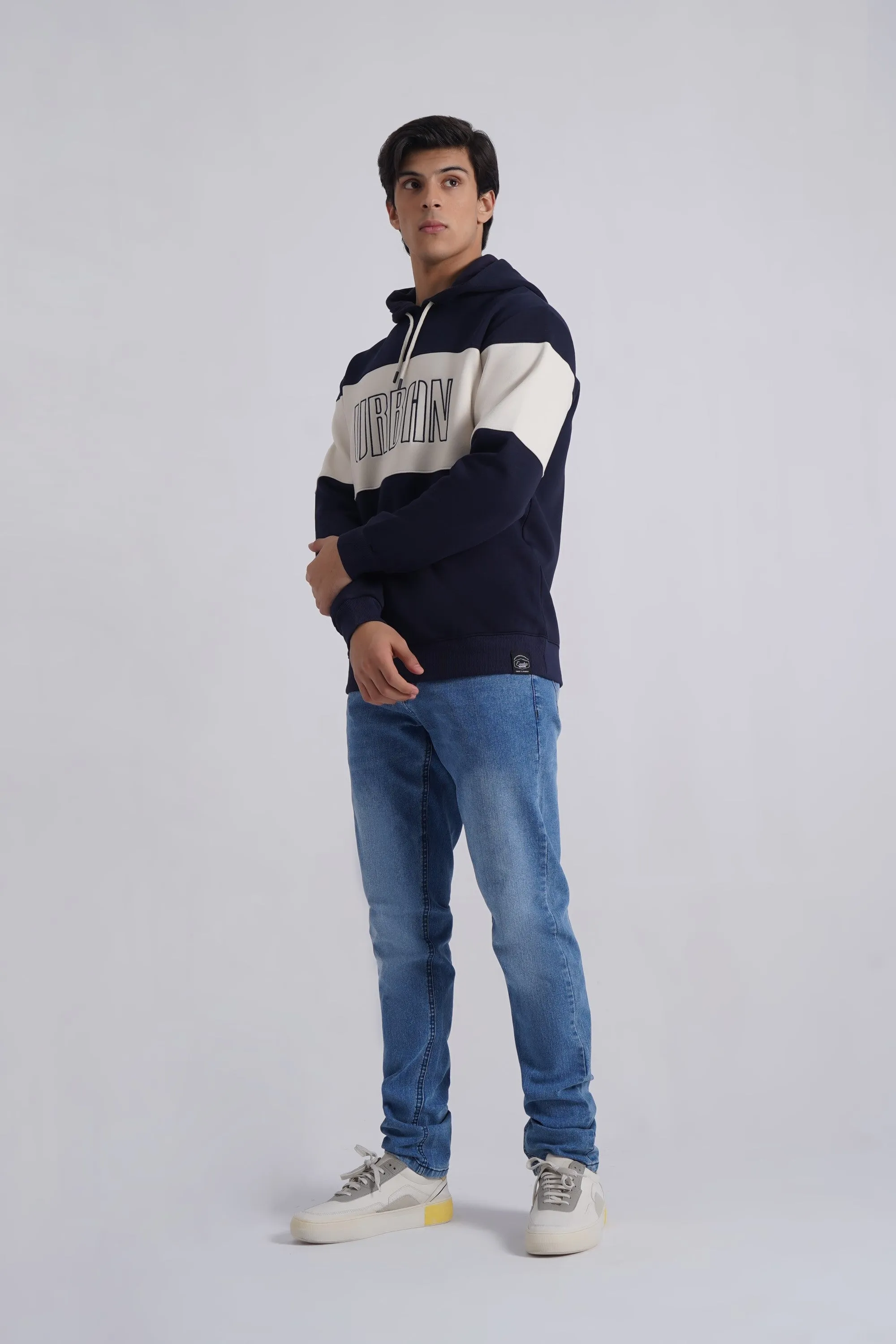 Oatmeal/Navy Cut & Sew Hoodie