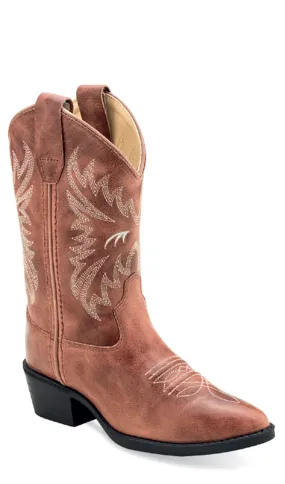 Old West Children Girls Western Cactus Pink Leather Cowboy Boots 10 D