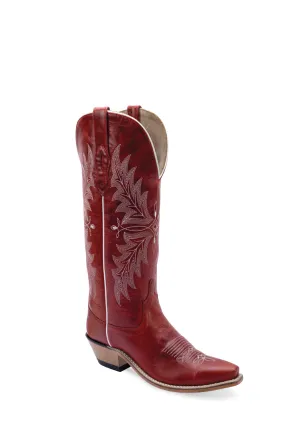 Old West Womens Western Red Leather Cowboy Boots 6 B