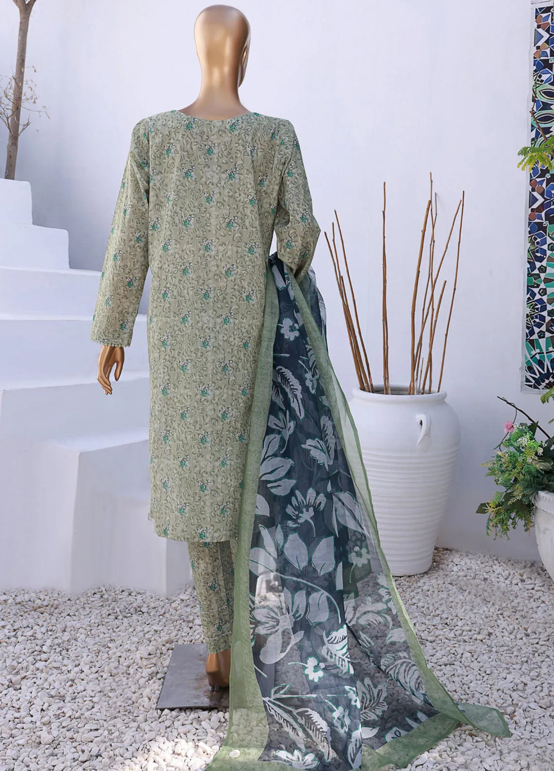 Organic Co-Ords By HZ Printed Lawn 3 Piece Unstitched Suit HZ24OCOL D-504