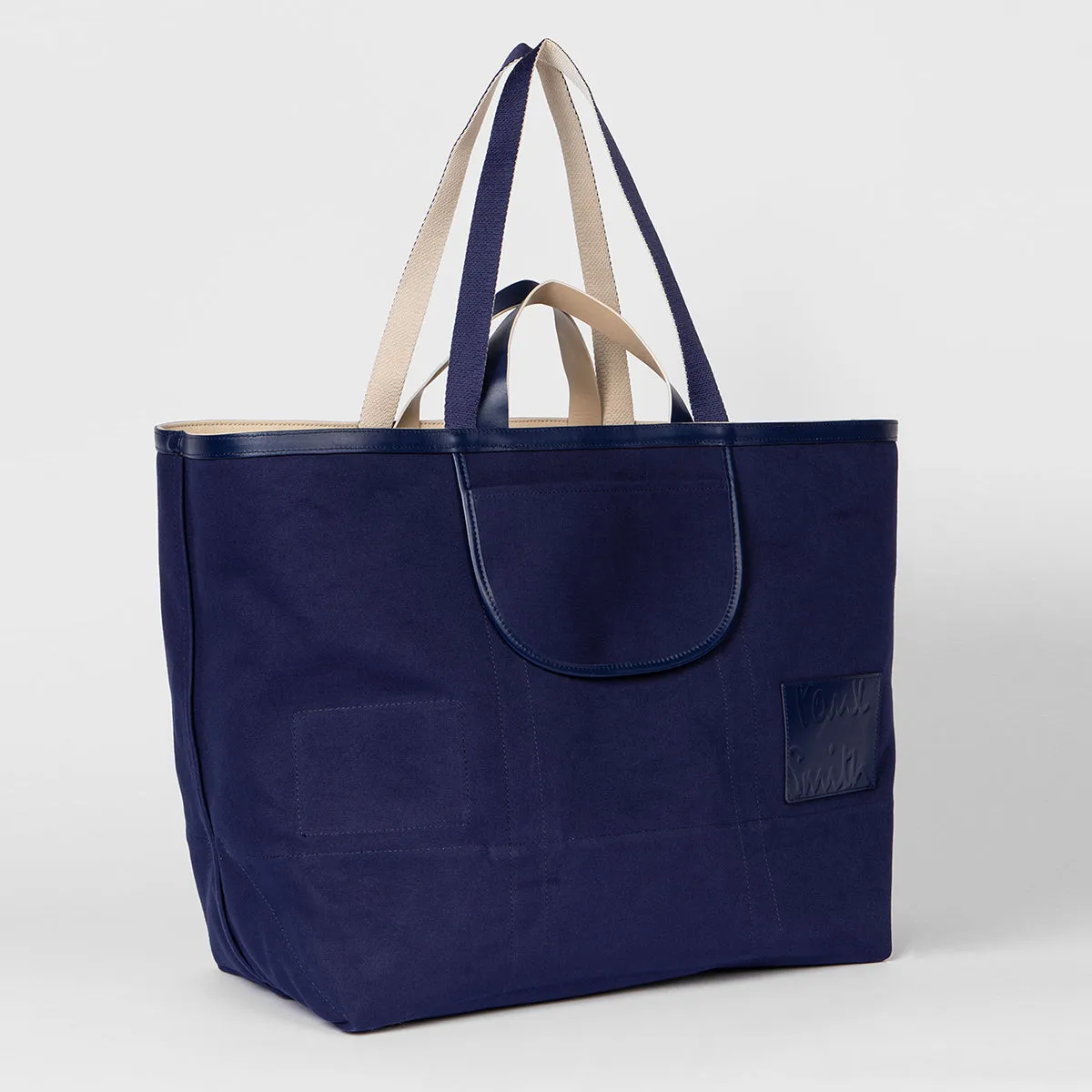 Paul Smith - Reversible Cotton Tote Bag in Ecru/Navy