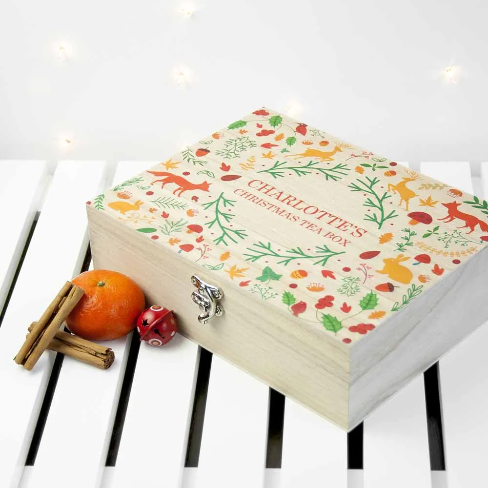 Personalised Festive Woodland Christmas Tea Box