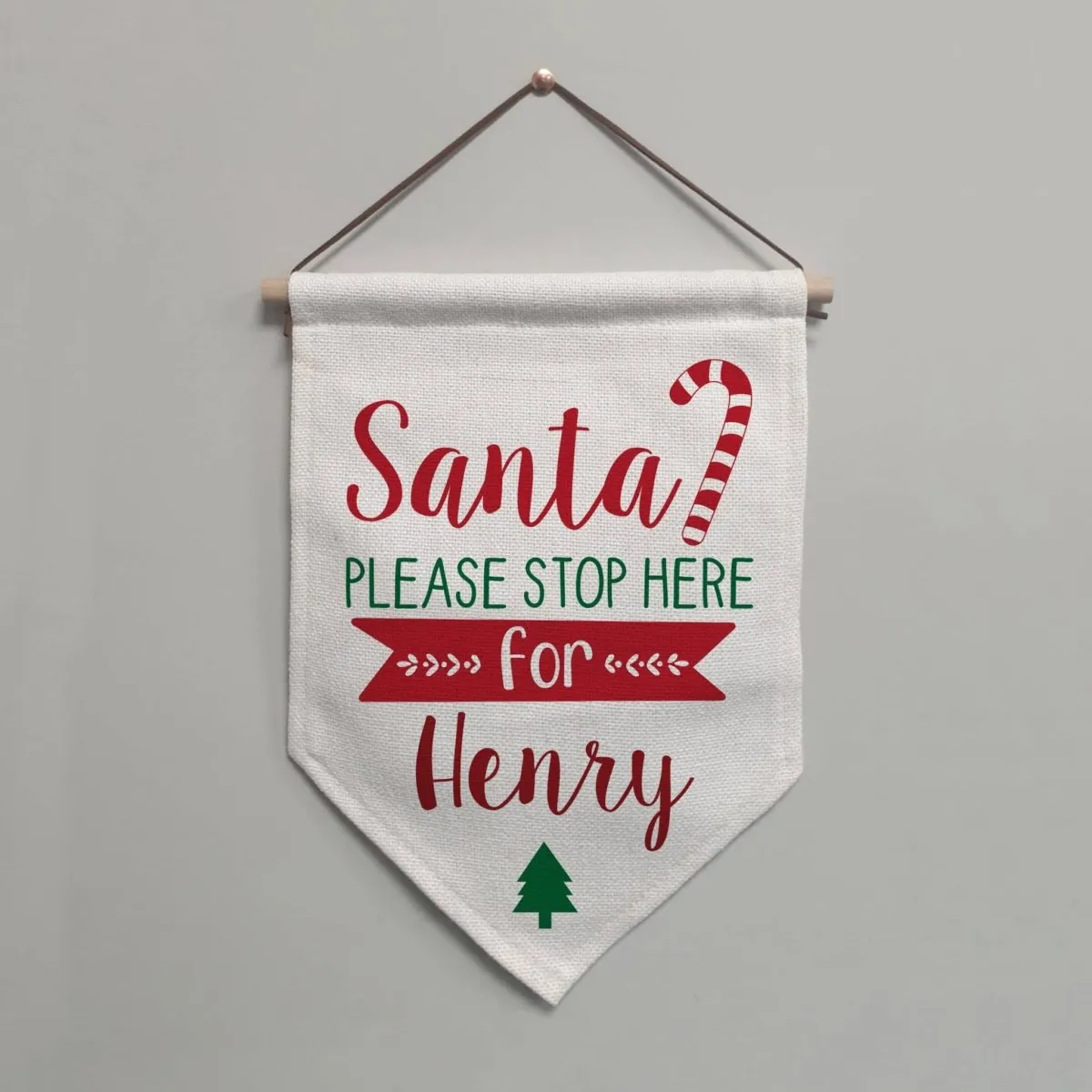 Personalised Santa Stop Here Hanging Banner