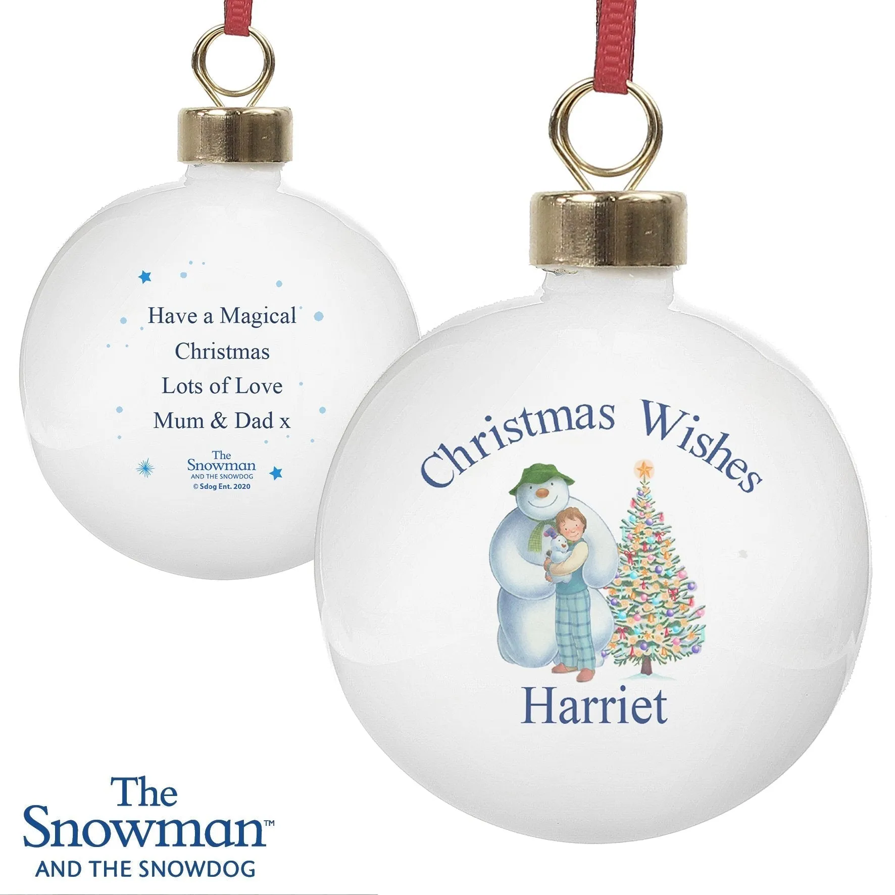 Personalised The Snowman and the Snowdog Friends Bauble