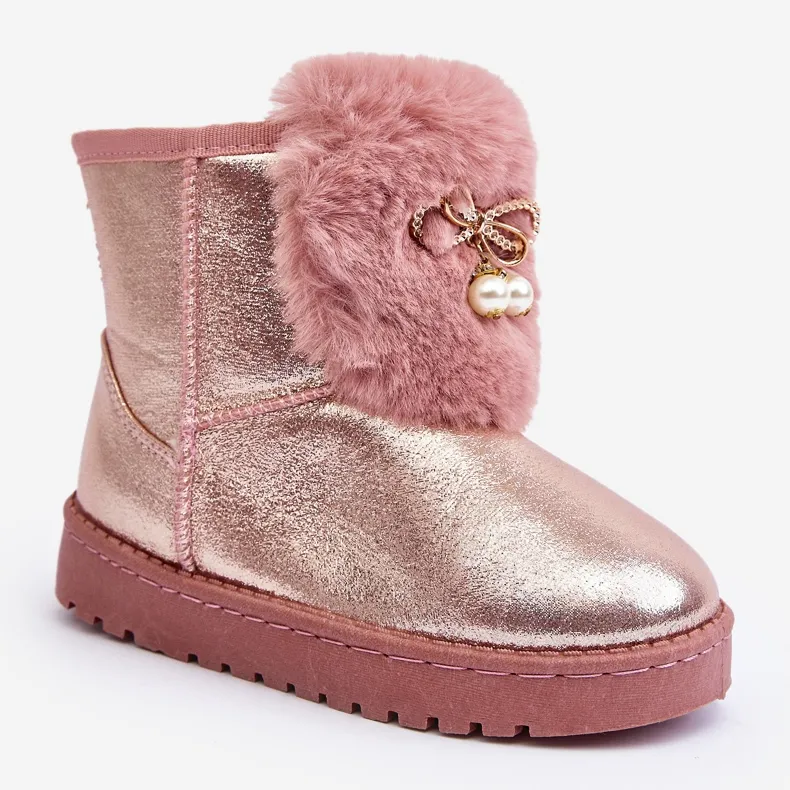 Pink Hasiba Children's Snow Boots Lined With Fur