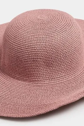 Pink Wide Brim Straw Hat