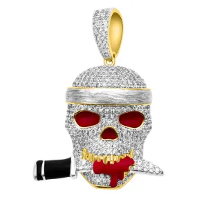 Pirate Skull Knife VVS CZ Hip Hop Iced Out Pendant