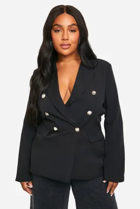 Plus Double Breasted Shaped Waist Blazer