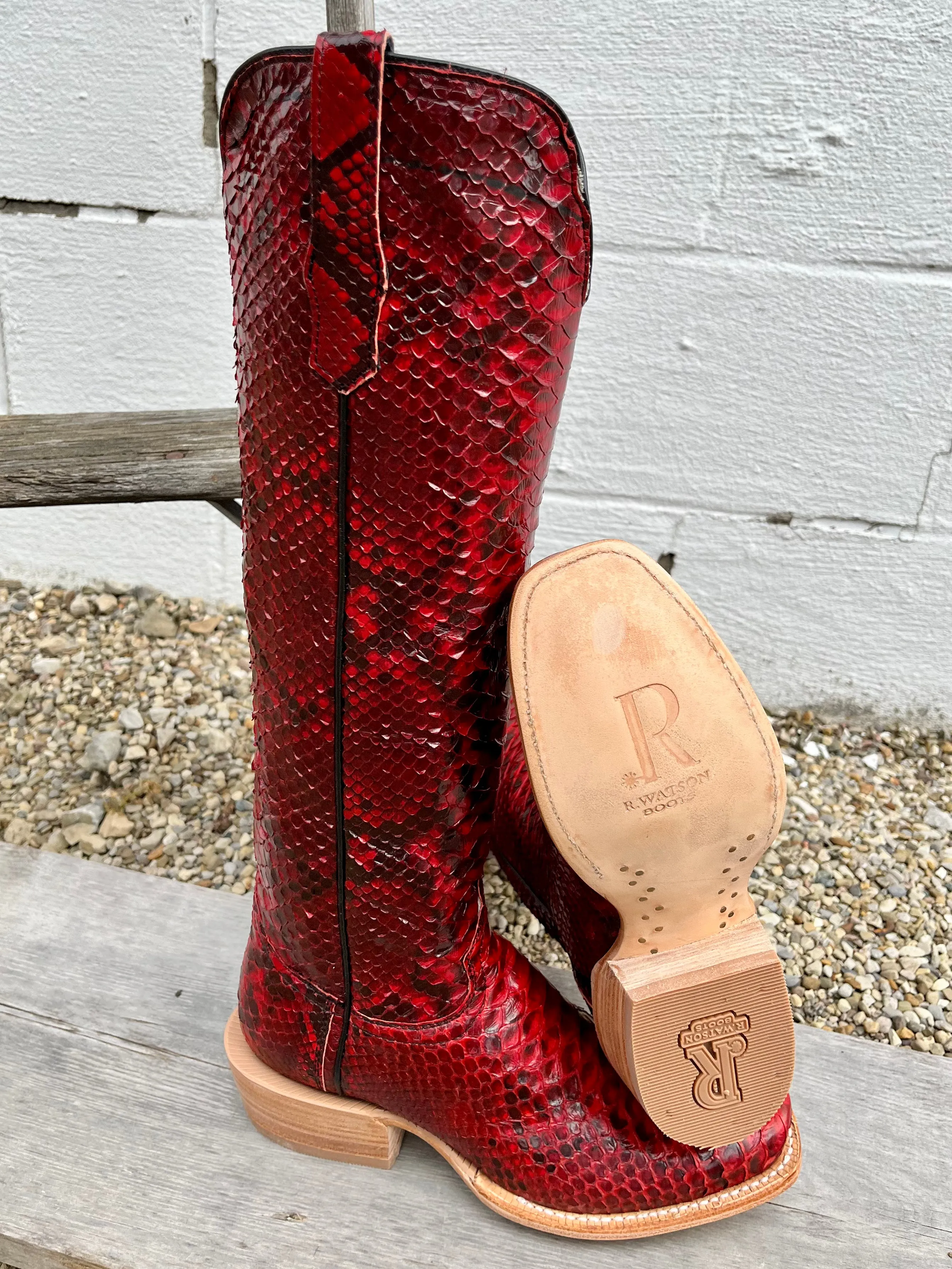 R. Watson Red and Black Python Cowgirl Boots RWL7213