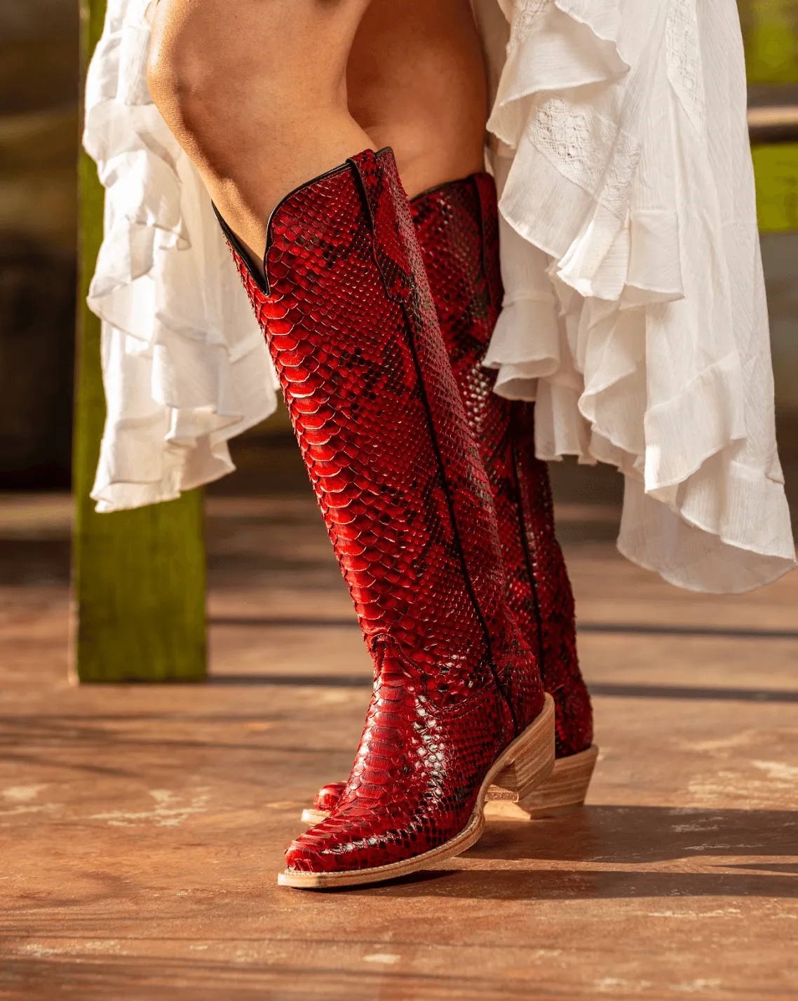 R. Watson Red and Black Python Cowgirl Boots RWL7213