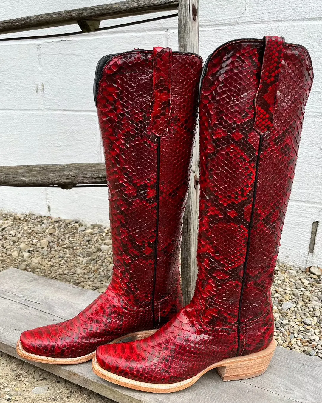 R. Watson Red and Black Python Cowgirl Boots RWL7213