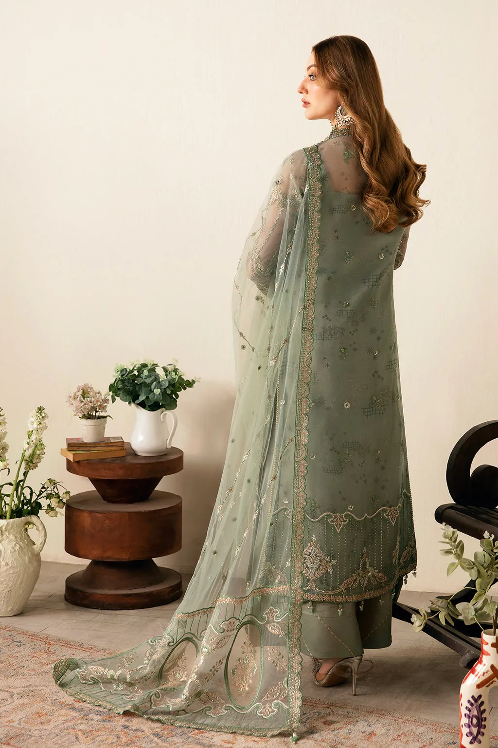 Ramsha Luxury Embroidered Organza Unstitched 3Pc Suit E-106