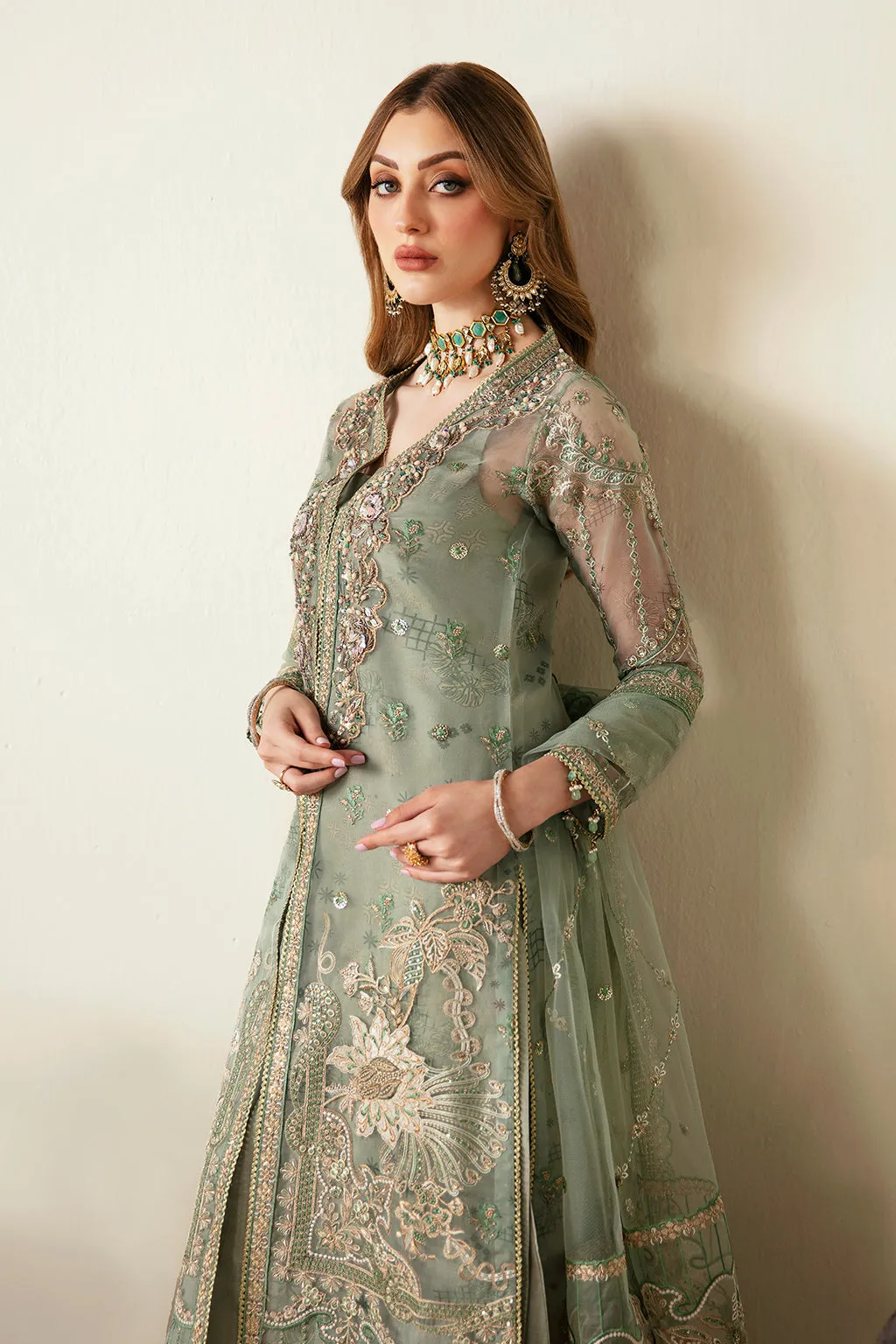 Ramsha Luxury Embroidered Organza Unstitched 3Pc Suit E-106