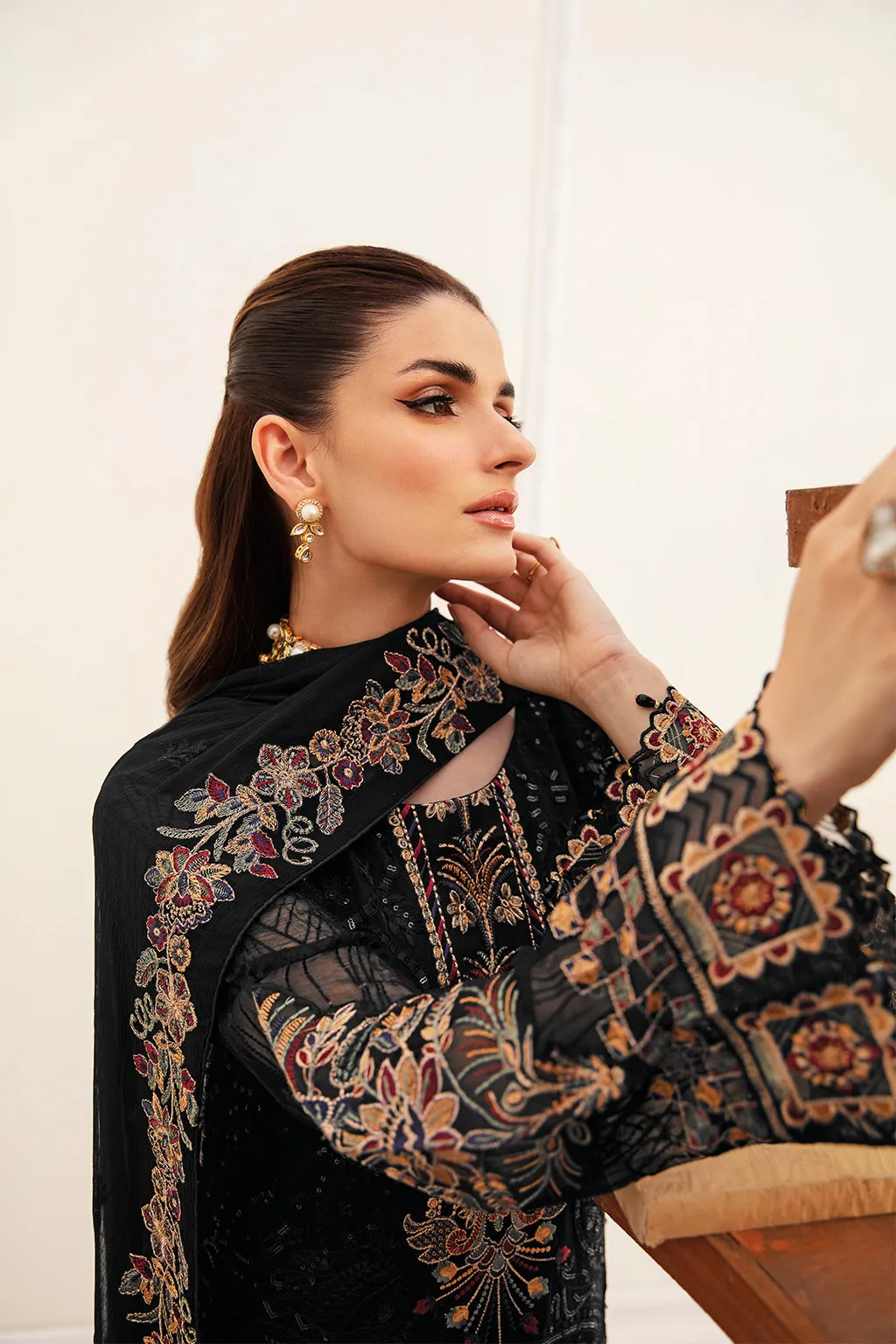 Ramsha Unstitched Embroidered Luxury Chiffon 3 Piece Suit F-2403