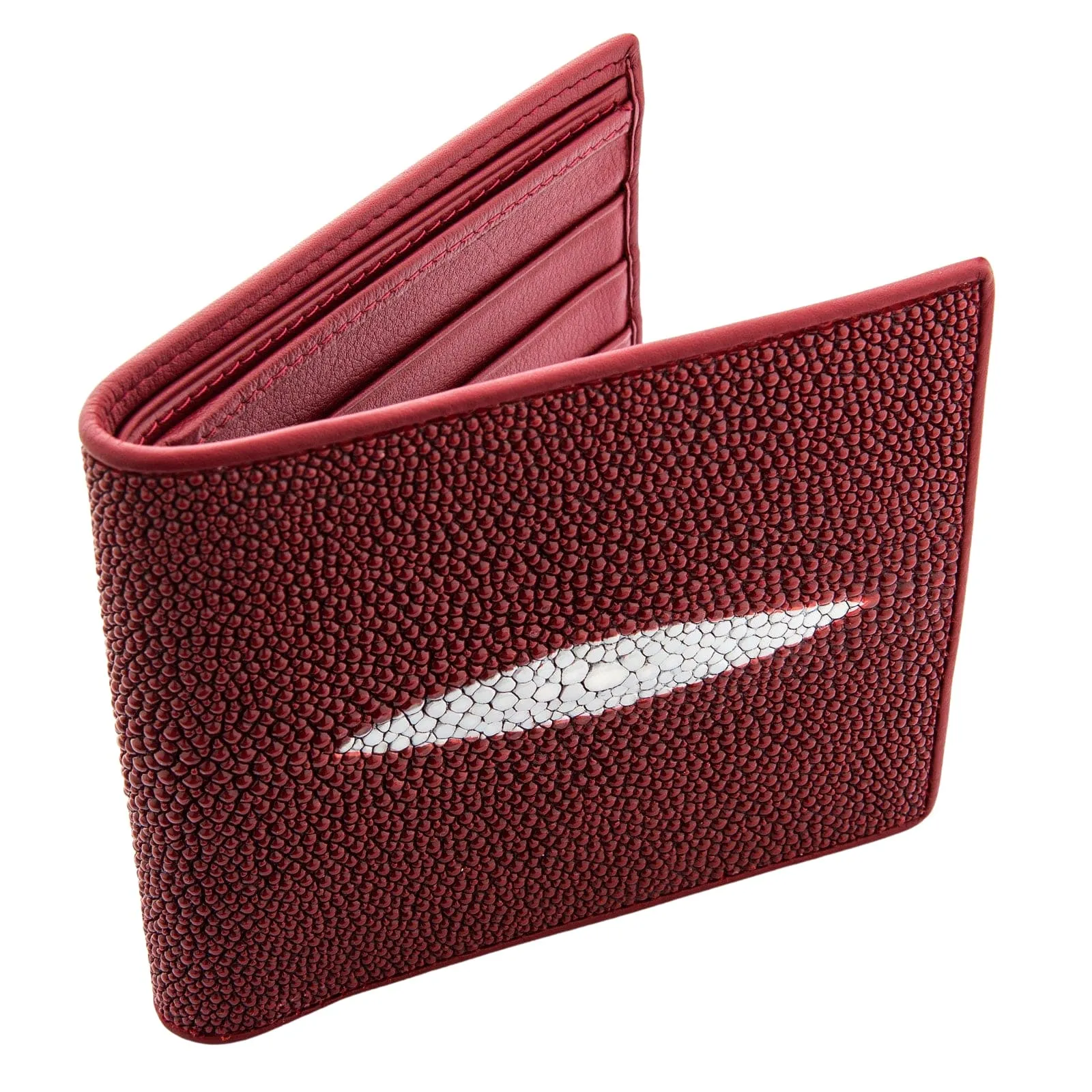 Red Burgundy Genuine Stingray Skin Leather Wallet