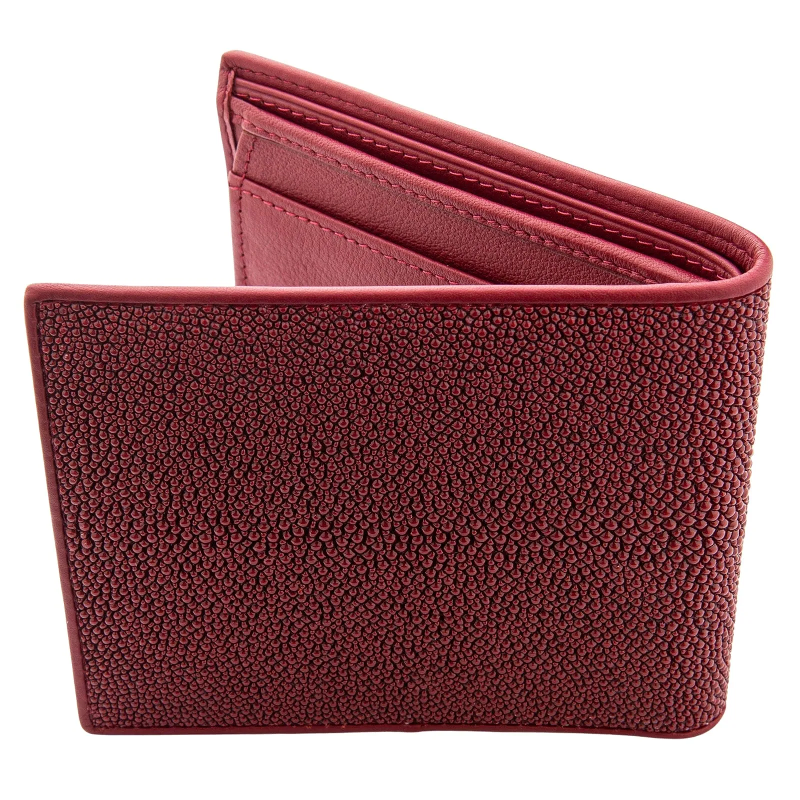 Red Burgundy Genuine Stingray Skin Leather Wallet