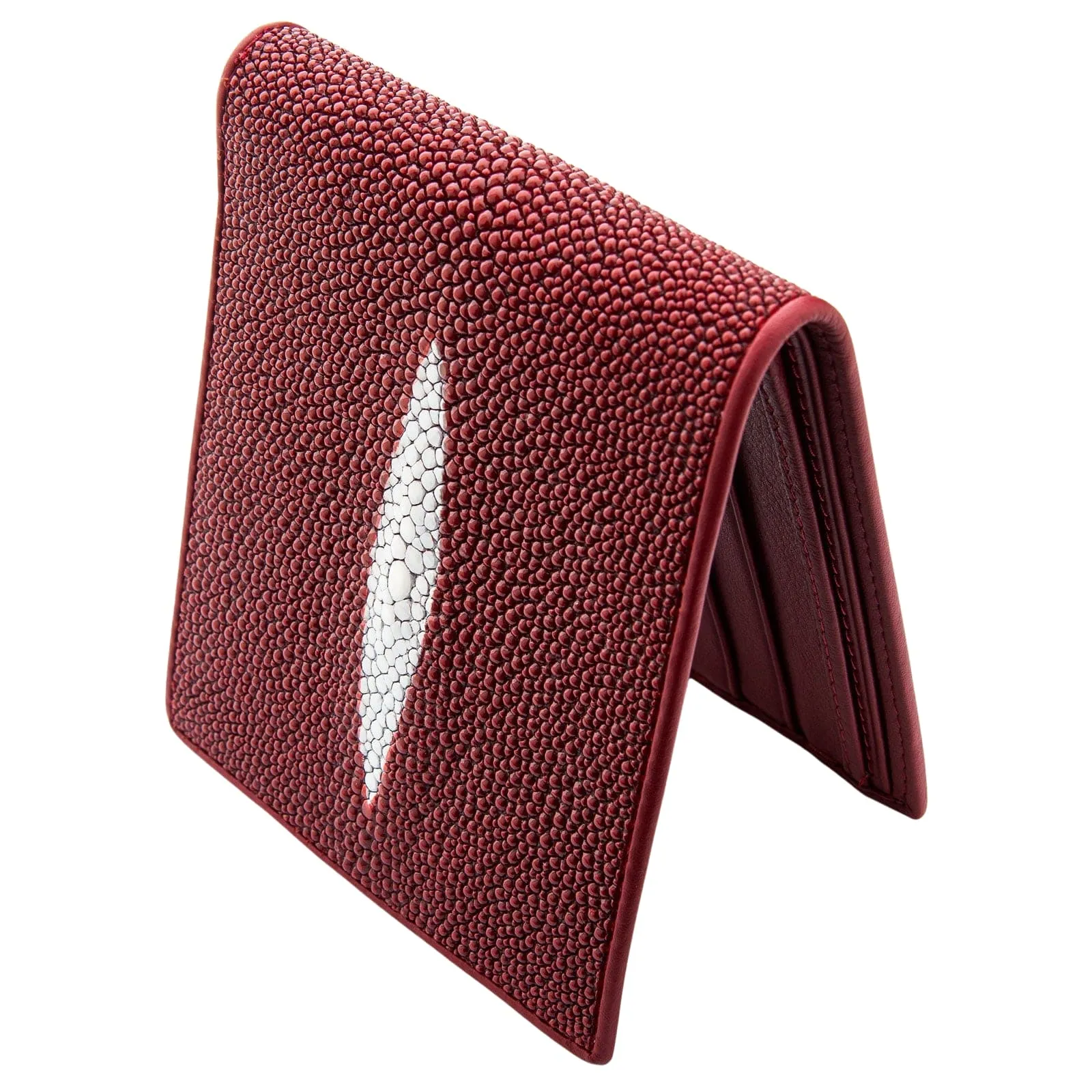 Red Burgundy Genuine Stingray Skin Leather Wallet