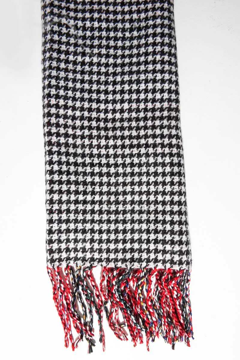 Red Tartan Fringe Trim Scarf - Elycia