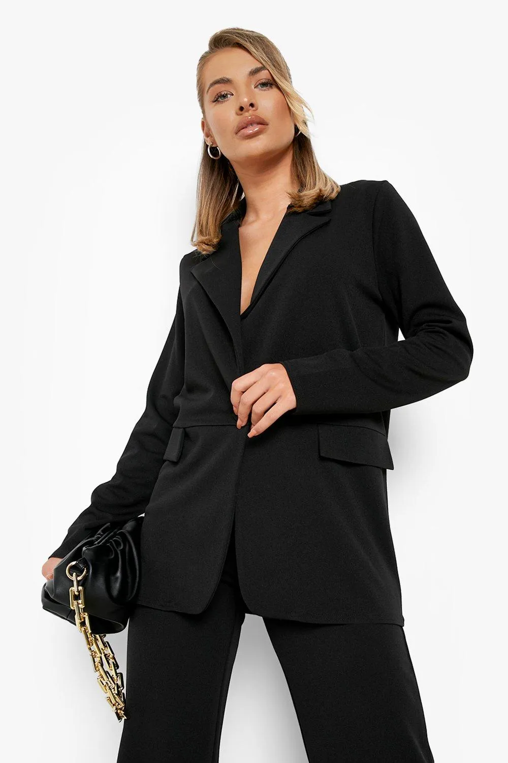 Relaxed Fit Blazer & Wide Leg Pants Suit