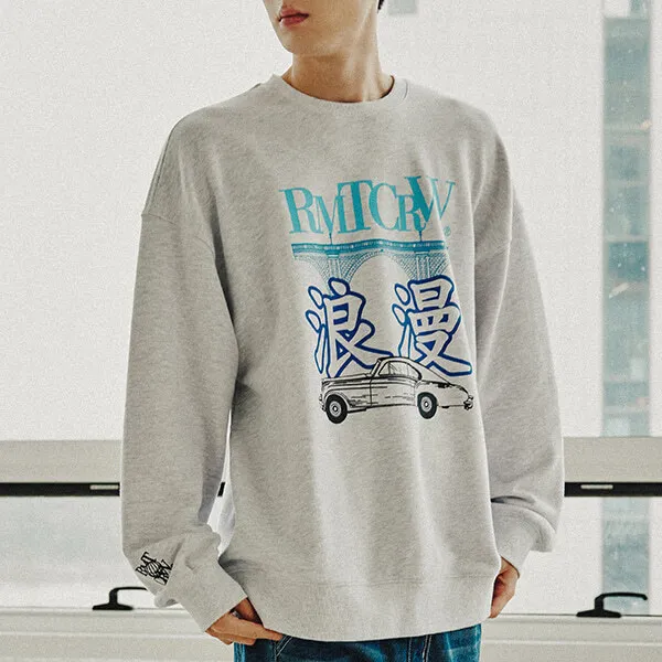 ROMANTIC CROWN  |Unisex Street Style Oversized Logo Sweatshirts