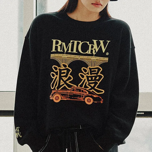 ROMANTIC CROWN  |Unisex Street Style Oversized Logo Sweatshirts